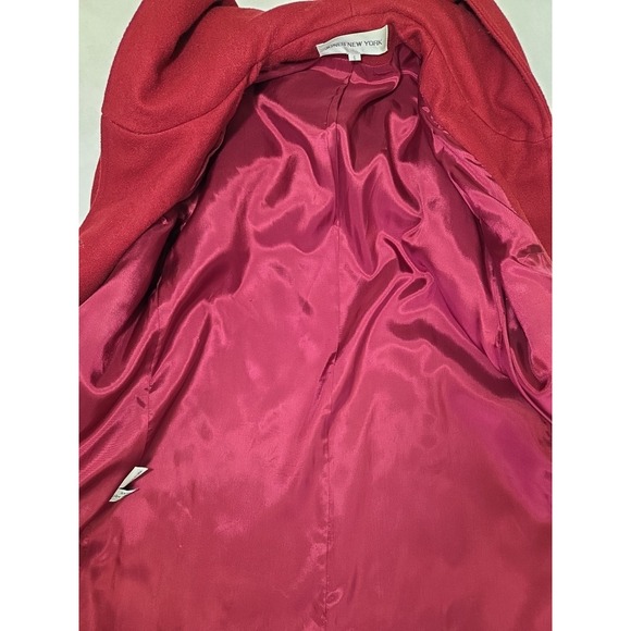 Vtg 80s 90s Jones New‎ York Hooded Long Coat Womens 6 Red 100% Wool USA STUNNING - Picture 12 of 15